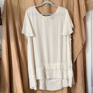 Lane Bryant Cream Pleated Blouse